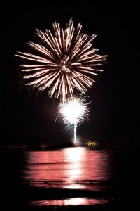 Fireworks over water